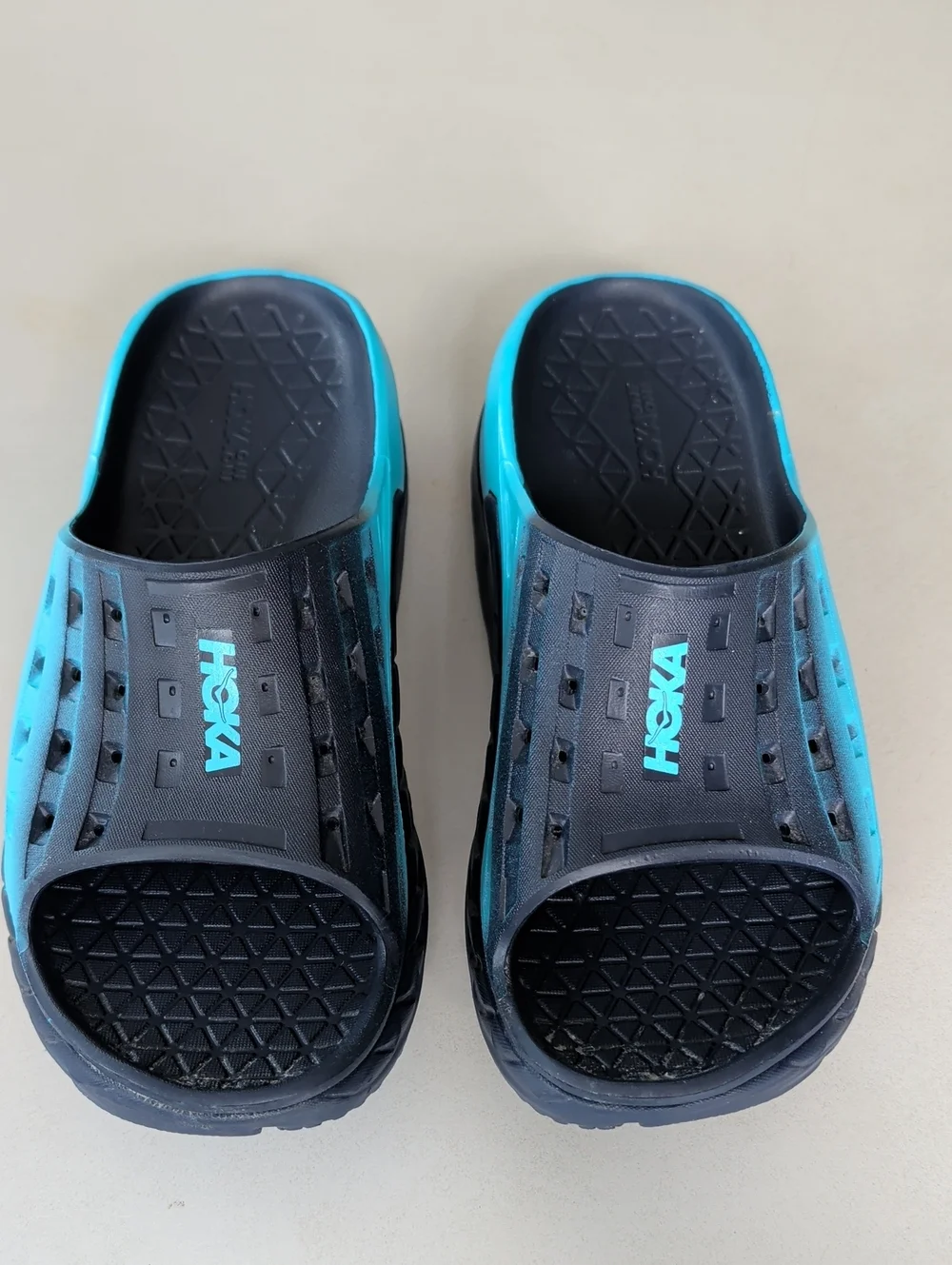 Hoka Black and Teal Slide Sandals - Picture 1 of 12